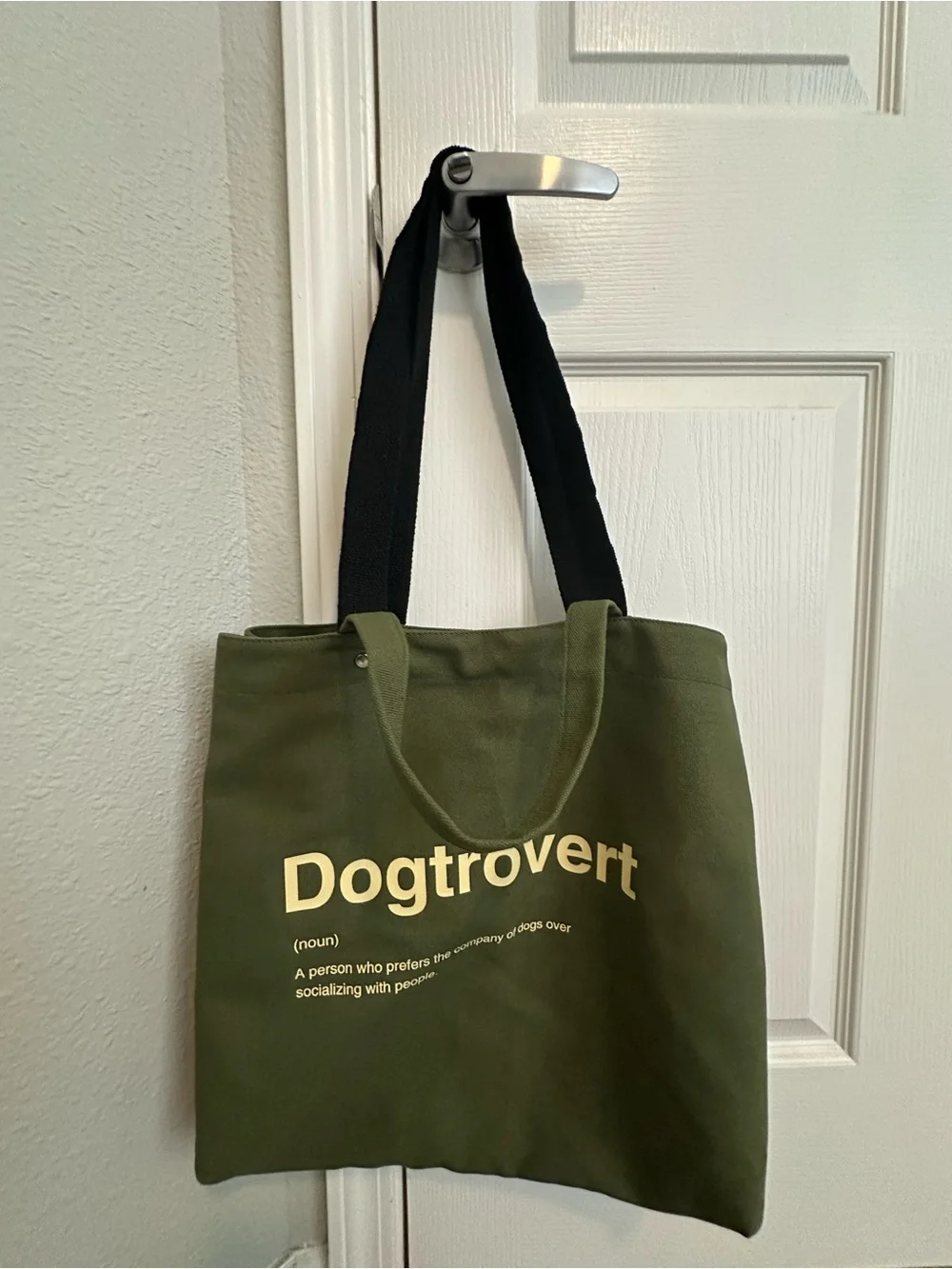 Dogtrovert Olive  Tote Bag -